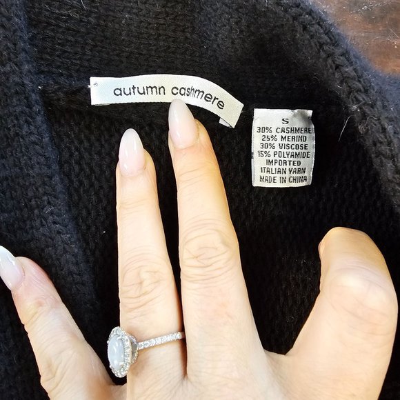 Autumn Cashmere Sweater Cardigan Black Cashmere Button Detail sz S - Picture 9 of 11